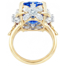 Sparkling Cushion Ceylon Sapphire Natural Earth Mined DIAMOND ( NOT LAB GROWN ) Ring 7.81 Ct Yellow Gold 14K