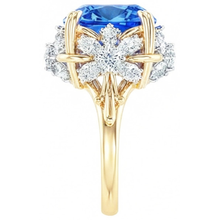 Sparkling Cushion Ceylon Color Sapphire IGI CERTIFIED Diamond Ring 7.81 Ct Yellow Gold 14K