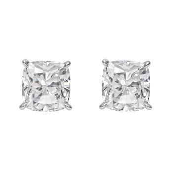 Sparkling Cushion Cut Natural 4 Ct Diamonds Women Studs Earring White Gold