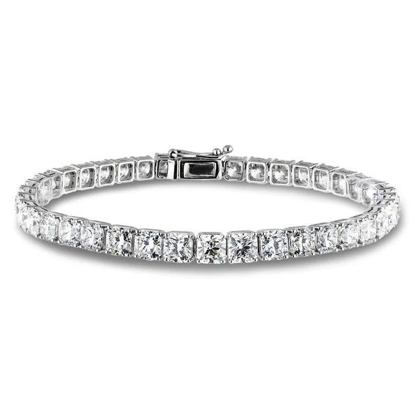 Sparkling Cushion Cut Real Diamonds Tennis Bracelet WG 14K 20 Carats