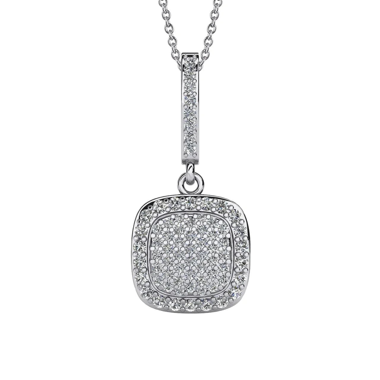 Sparkling Custom Jewelry Round Genuine Diamond Cluster Pendant