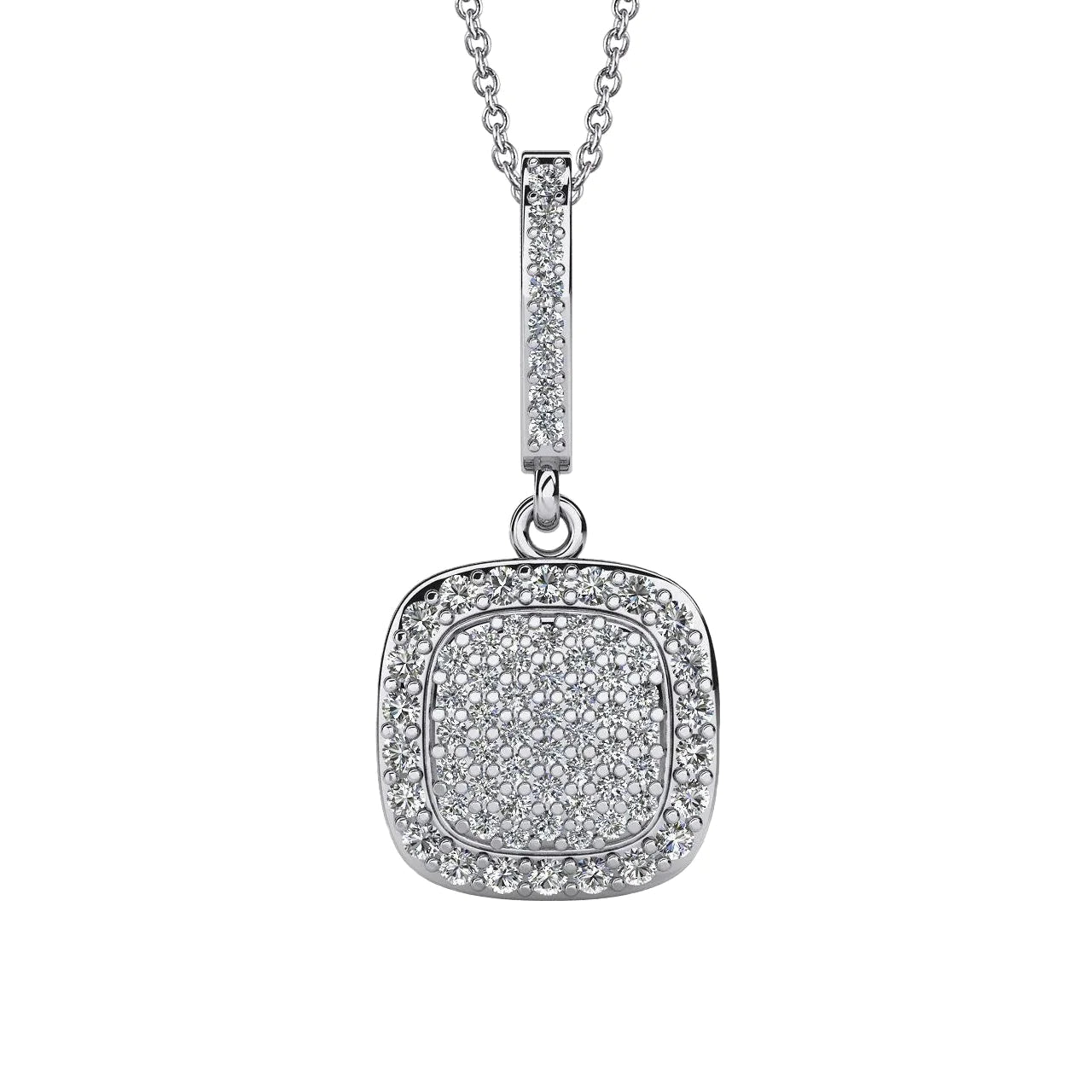 Sparkling Custom Jewelry Round Genuine Diamond Cluster Pendant