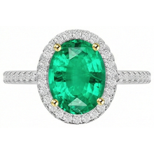 Gemstone Ring 14K Two Tone Gold with Fine Emerald – profile view