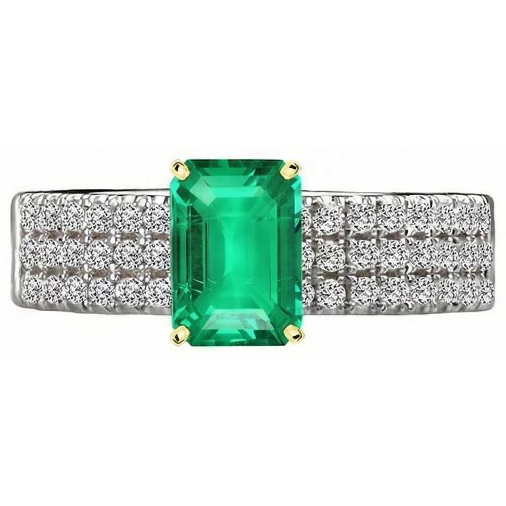 Radiant Colombian Emerald Gemstone Ring 2.50 ct – angle view