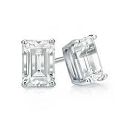 Sparkling Emerald Cut 1.50 Carats Natural Diamond Stud Earring White Gold 14K