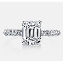 Sparkling Emerald Natural Diamond Solitaire Ring With Accents 3.10 Carats