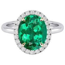 Colored Stone Ring 14 Karat Two Tone Gold with Emerald – angle view