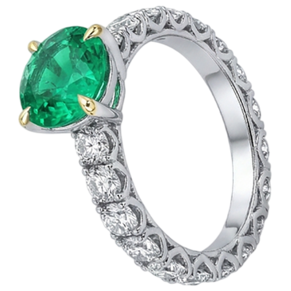 Authentic Colombian Emerald Colored Stone Ring – angle view