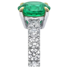 Colored Stone Ring Two-Tone 14K Gold with Colombian Emerald – top view