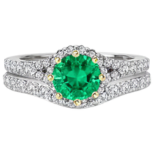 Round Brilliant Emerald ring in 14K Two Tone Gold – profile view