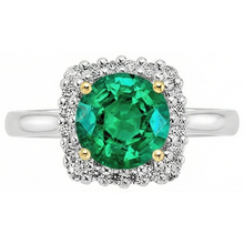 Gemstone Ring 14 Karat Two Tone Gold with Colombian Emerald – front view