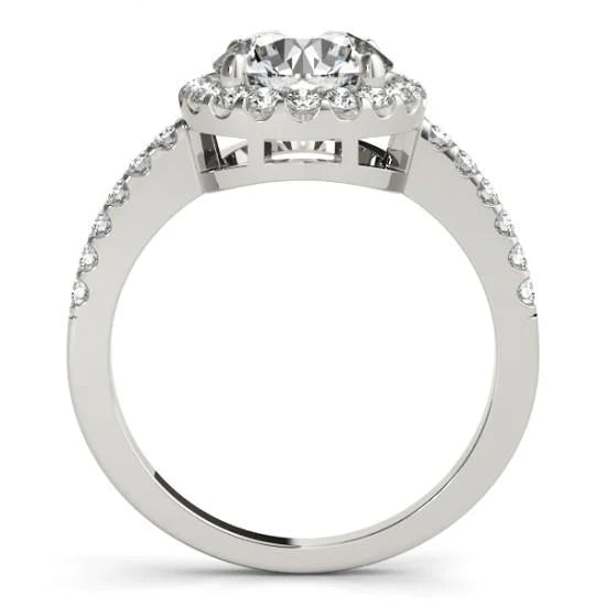 Sparkling Halo Round Real Diamond Engagement Fancy Ring 2.50 Carat WG 14K