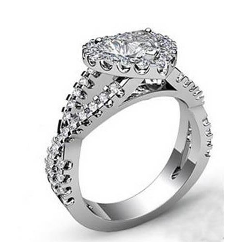 Sparkling Heart Cut Real Diamond Ring 7.25 Ct Solid White Gold 14K