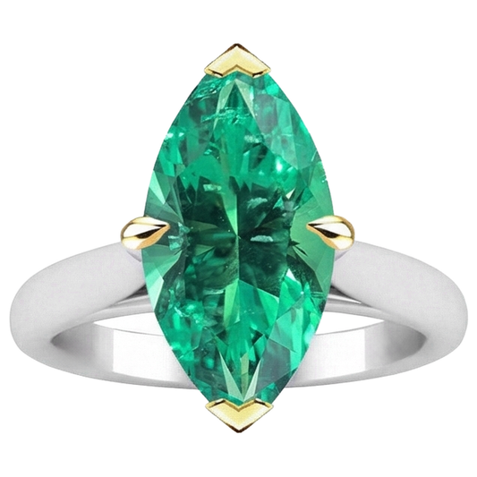 Natural Fine Emerald Precious Stone Ring – front view