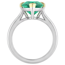 Fine Emerald Marquise Cut Precious Stone Ring in Two-Tone 14K Gold – top view
