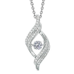 Sparkling Natural Diamond Necklace Pendant Prong Set 1.50 Carat White Gold 14K