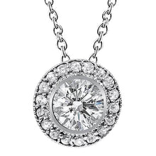 Sparkling Natural Diamond Pendant Necklace 2.50 Ct. Milgrain Bezel Set WG 14K