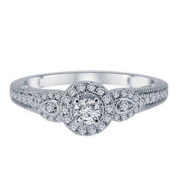 Sparkling Natural Diamonds Antique Style Halo Ring With Accents 2.50 Ct WG 14K