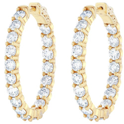 Sparkling Natural Diamonds Hoop Earrings 4.68 Carats Out In Gold Yellow 14K