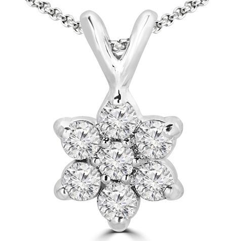 Sparkling Natural Diamonds Pendant Necklace 3.50 Carats White Gold 14K Prong Set