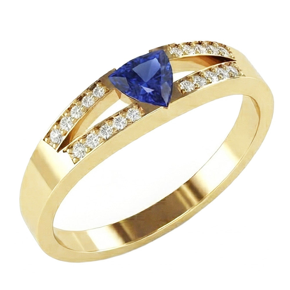natural round sapphire 1ct ring front view