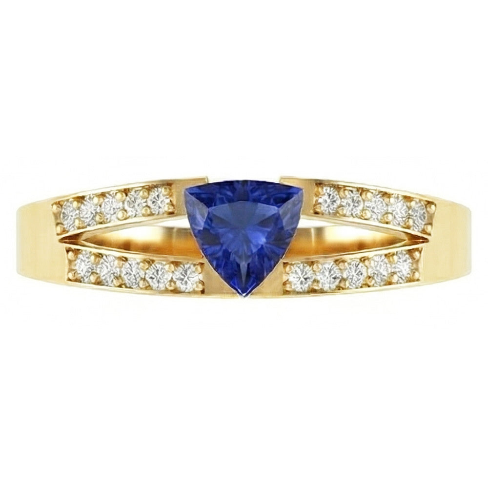 natural round sapphire 1ct ring close up detail