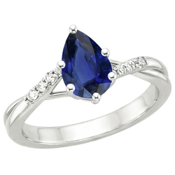 Natural Sapphire Ring 4.50ct - White Gold 14K