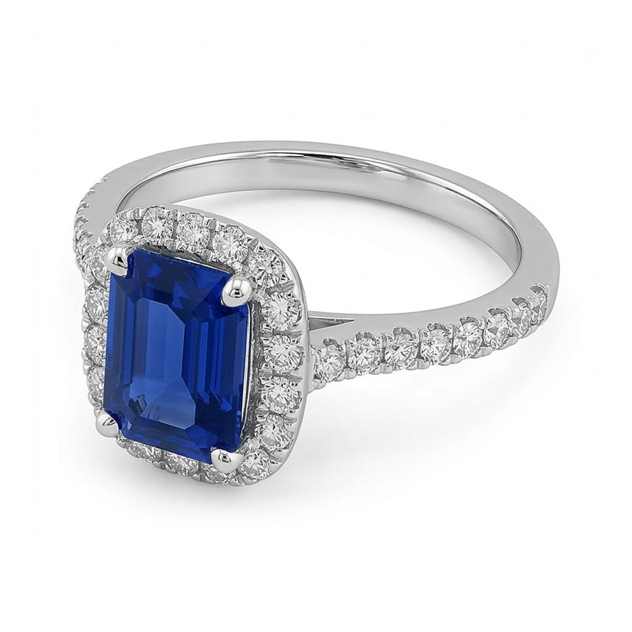 natural emerald sapphire 3.50ct ring top view