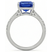 Sparkling Natural Earth Mined Diamond Sapphire Engagement Ring Radiant Cut Gold 3 Carats
