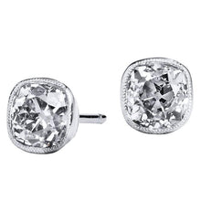 Sparkling Old Mine Cut Bezel Set 2.5 Ct. Natural Diamonds Studs Earring Gold
