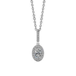 Sparkling Oval And Round Cut Real Diamonds Pendant 1.72 Ct 14K White Gold