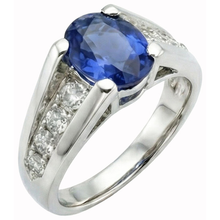 Sparkling Oval Ceylon Sapphire Natural Earth Mined DIAMOND ( NOT LAB GROWN )s Ring 2.10 Carats White Gold