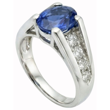 Sparkling Oval Ceylon Sapphire Natural Earth Mined DIAMOND ( NOT LAB GROWN )s Ring 2.10 Carats White Gold