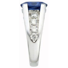 Sparkling Oval Ceylon Sapphire Natural Earth Mined DIAMOND ( NOT LAB GROWN )s Ring 2.10 Carats White Gold
