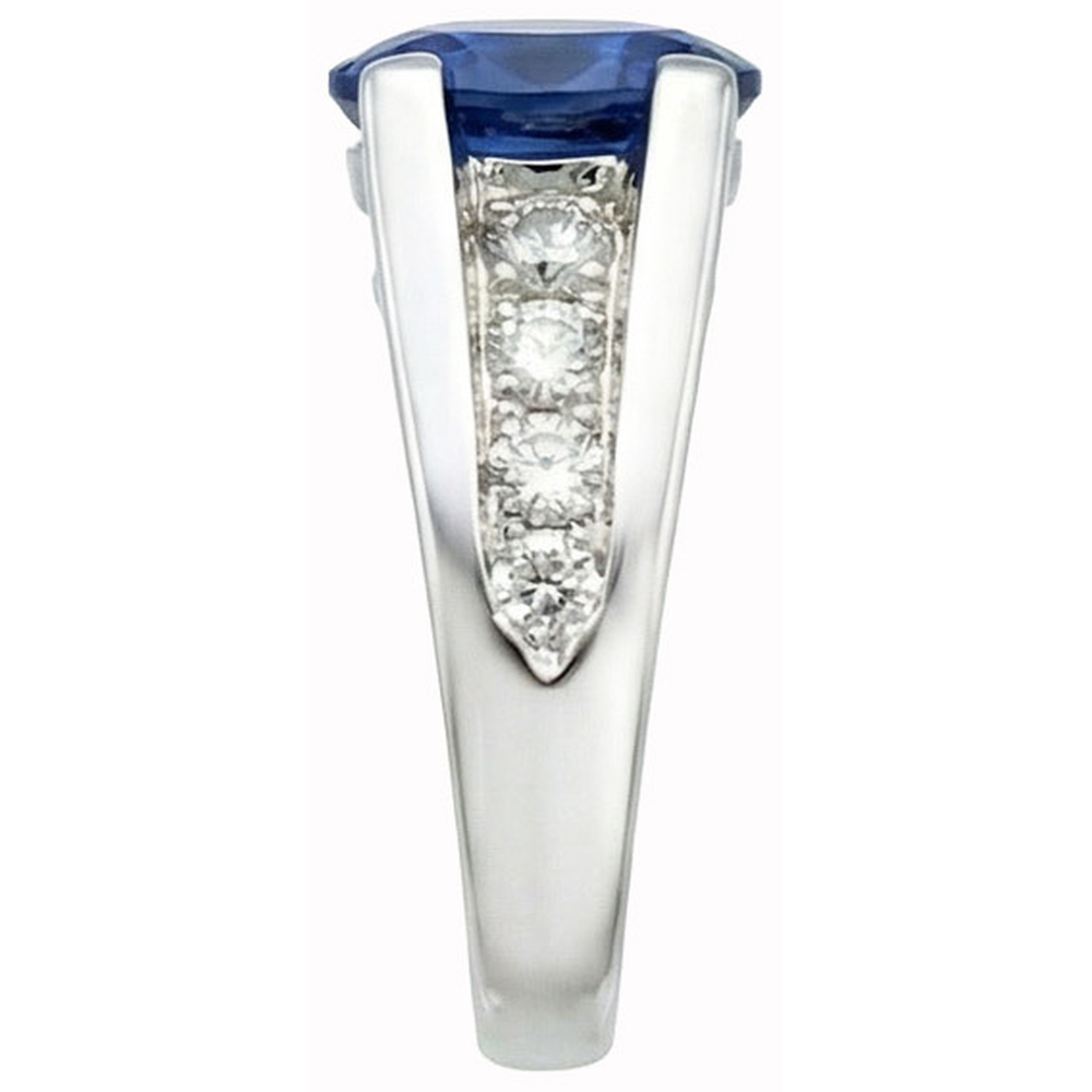 Sparkling Oval Ceylon Sapphire Natural Earth Mined DIAMOND ( NOT LAB GROWN )s Ring 2.10 Carats White Gold