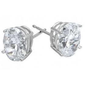 Sparkling Oval Cut Genuine Diamond Stud Earring Pair 2 Ct White Gold Jewelry