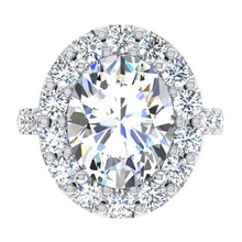 Sparkling Oval Real Diamond Halo Ring Wedding Jewelry