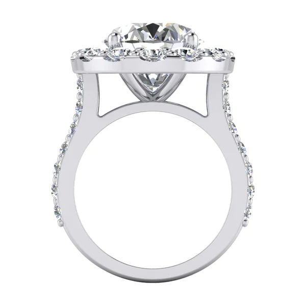 Sparkling Oval Real Diamond Halo Ring Wedding Jewelry