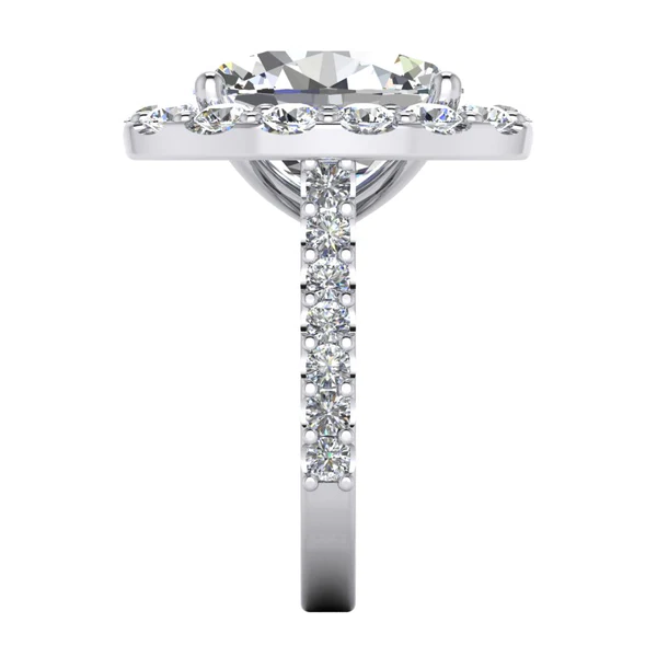 Sparkling Oval Real Diamond Halo Ring Wedding Jewelry