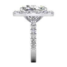 Sparkling Oval Real Diamond Halo Ring Wedding Jewelry