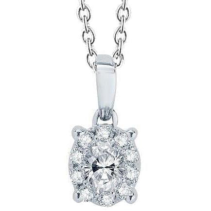 Sparkling Oval & Round Genuine Diamond Necklace 2.45 Carats White Gold 14K