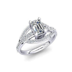 Sparkling Oval & Round Real Diamond Engagement Ring 2 Carat White Gold 14K