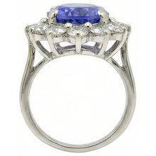 natural round tanzanite 7.50ct ring top view