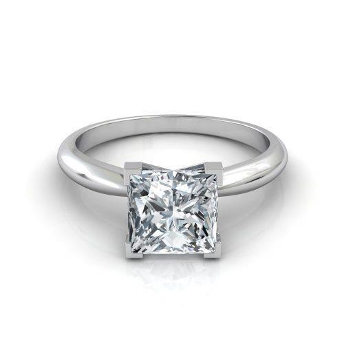 Sparkling Princess Cut 2.90 Carats Real Diamond Solitaire Ring