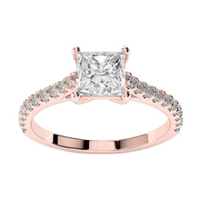 Sparkling Princess Cut 3.10 Carats Natural Diamonds Engagement Ring Rose Gold