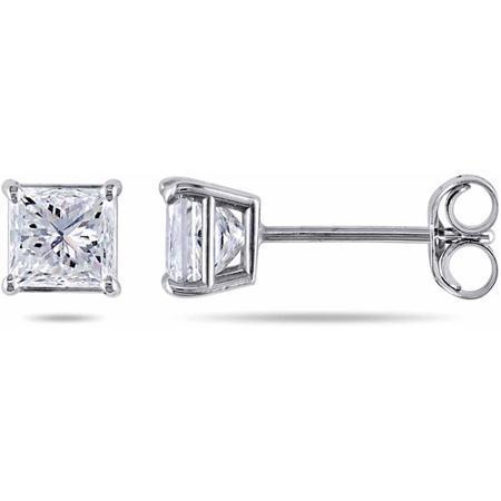 Sparkling Princess Cut 3.20 Ct Real Diamonds Lady Studs Earring White Gold