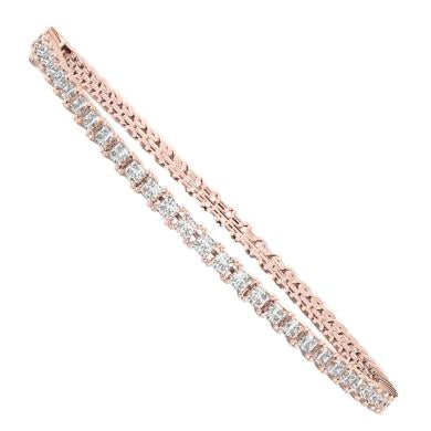Sparkling Princess Cut 5.60 Ct Natural Diamonds Tennis Bracelet Rose Gold
