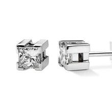 Sparkling Princess Cut Real Diamond Stud Earring 0.70 Carat White Gold 14K