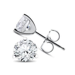 Sparkling Prong Set 5.00 Carats Real Diamonds Studs Earrings White Gold 14K