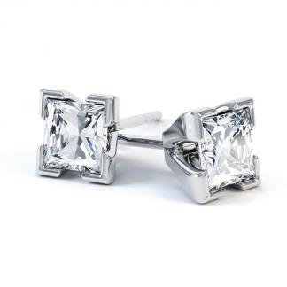 Sparkling Prong Set Princess Cut 3.50 Ct Real Diamonds Studs Earrings